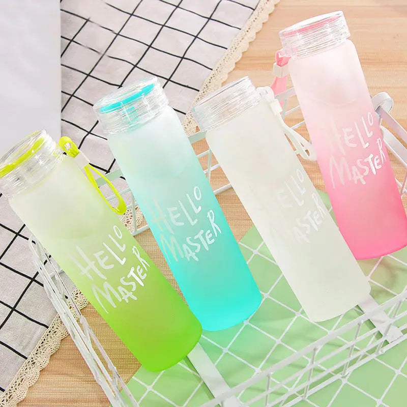Wholesale Colorful Glass Water Bottle Frosted Drinkware Cheap Glass Camp Water Bottles
