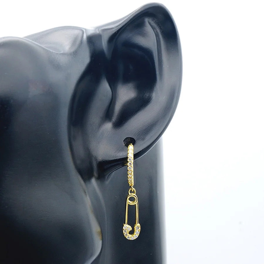 Wholesale Genuine Silver Earrings Fashion Jewelry Huggie Hoop Earring with Paper Clip Charm for Women