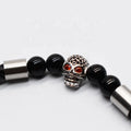 BMZ 2026 316L Stainless Simple New Item Skull Head Real Leather Bracelet