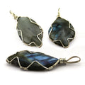 Natural for Jewelry Making Hand Craft Wire Wrap Creative Necklaces Labradorite Irregular Pendant