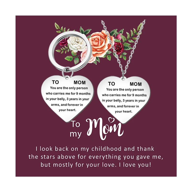 Stainless Steel Love Mom Dad Grandpa Grandma Mum Necklace Mother's Day Father's Day Gift Heart Shape Jewelry Necklaces