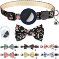 Cute Bow Tie Flower Airtag Cat Collar Adjustable Breakaway Personalized Nylon Waterproof Air Tag Holder with Bell