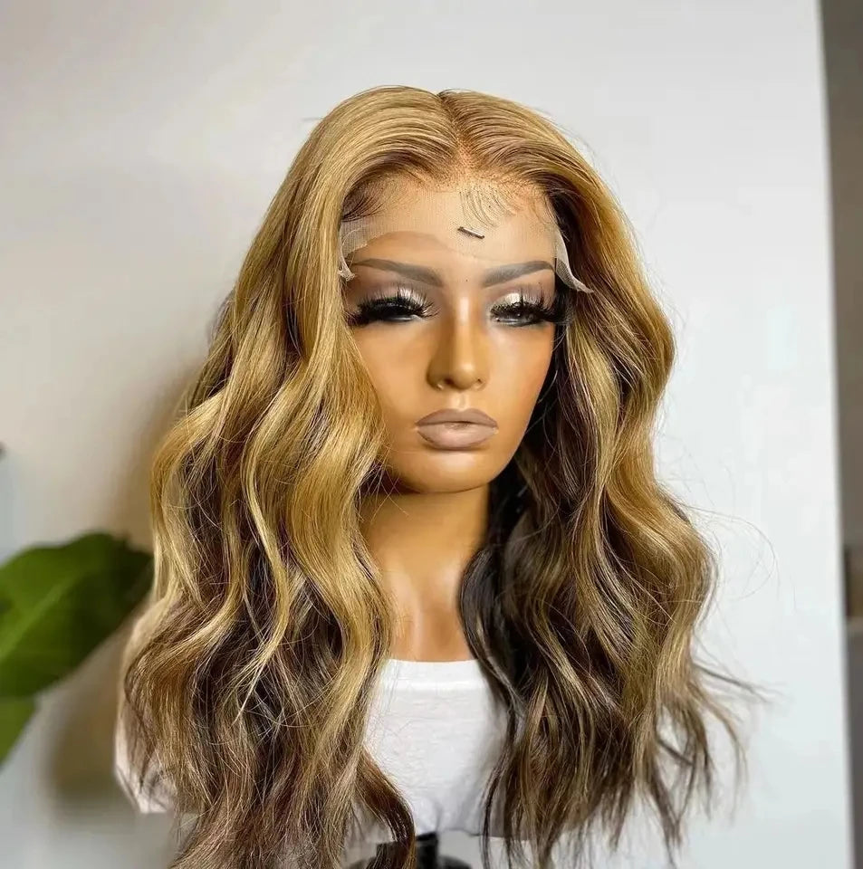 Bleached Invisible Knot Ombre Brown HD Lace Human Hair Lace Frontal Wigs Cuticle Remy Hair Fast Delivery Wig
