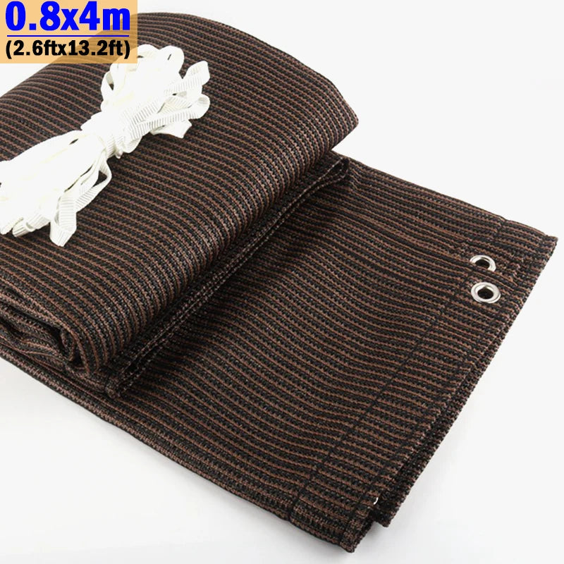 0.8x4m (2.6ftx13.2ft) Coffee Brown Privacy Fence Mesh Balcony Succulent Plants Sun Shade Cover Apartment Terrace Fence Screen