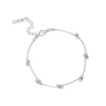 WMSL095 Thin Curved Bar Bell Link Chain Silver 925 Adjustable Bracelet Girl Bead Charm Link Cross 925 Sterling Silver Bracelet