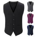 Men's Suit Vest Gray Polyester/Cotton Vintage Chinese Style Windproof Autumn Waistcoat V Collar Slim Fit Formal Business Wedding