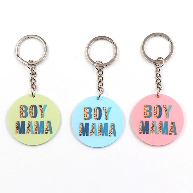 Custom Acrylic Keychain Cute Round Designer Acrylic Charm Mother's Day Gift Plastic Key Chain