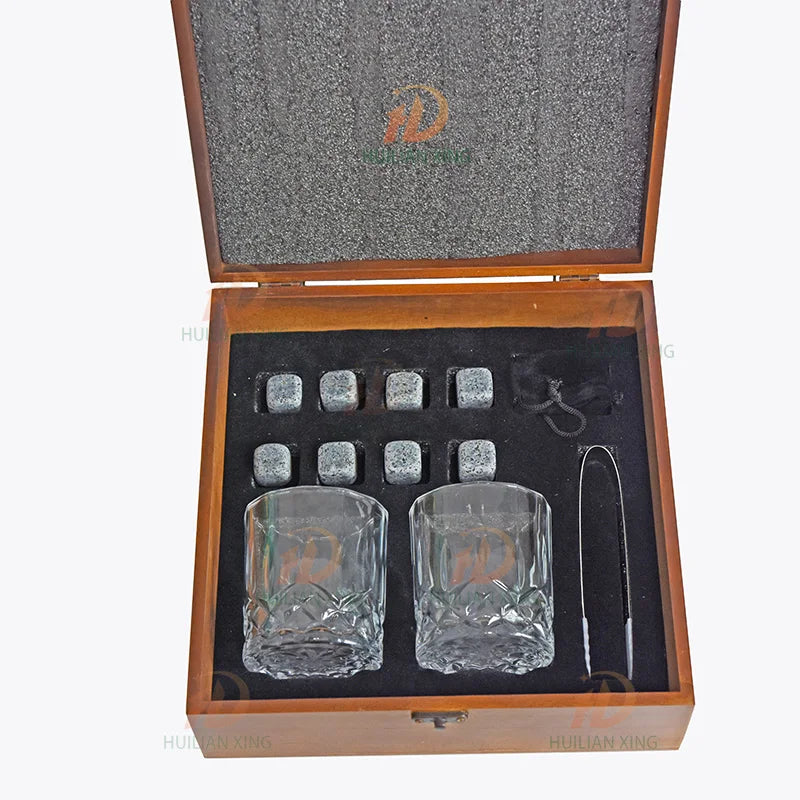 Wholesale Stainless Steel Whiskey Glasses Gift Set with Granite Cubes Stones Coolers & Chillers