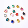 SINRONG 10*14 Gold Base Diamond Jewelry Sew-On Technique Acrylic Flower Basket Claw Drill for Drop Shape for Shoes Bags Clothing