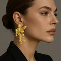 2025 New Arrival Hip Hop Jewelry retro luxury earrings alloy pearl butterfly women's zinc alloy metal zinc alloy earrings