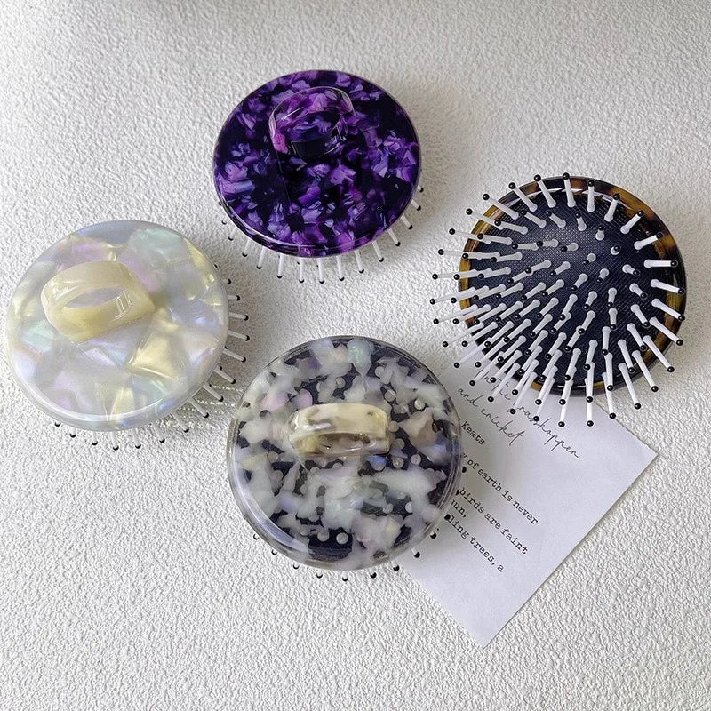 2024 New Fashion Design  Unique Design Air Cushion Detangling Hair Brush for Wet and Dry Hair Acetate Hair Brush