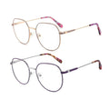 Customized Luxury Optical Frame for Women Vintage Full-Rim Rounded Square Metal Spectacle Carbon Fiber Sheet Pattern Blue 620256