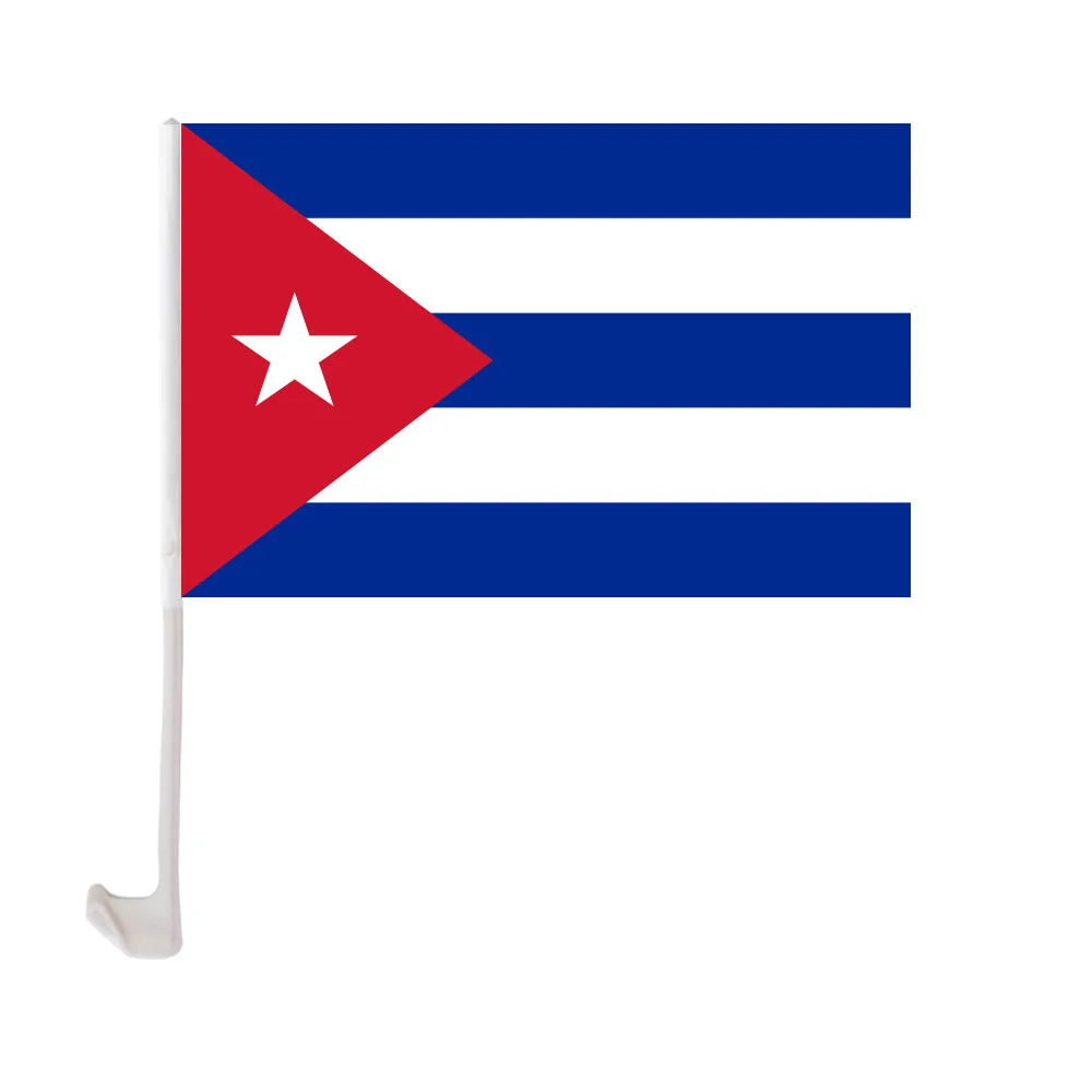 12x18 Inches Digital Printed Polyester Custom Cuba Car Window Flag with Holder-Eco-Friendly & Portable (Stoter C-053)