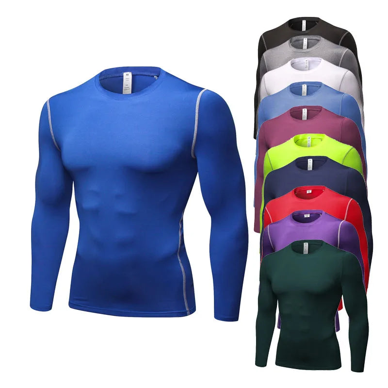 Men Compression Long Sleeve Shirt Breathable Quick Dry Eco-Friendly Skinny Fit Elasticity Running Gym Workout Basketball