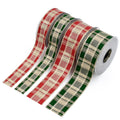 Okay High-End Jacquard Yarn-Dyed Ribbon 4CM 25mm Christmas Plaid Double Face Striped Design with Wire Edge for Gift Wrapping