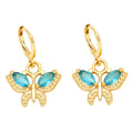 18K Gold Plated Fashion Butterfly Huggie Hoop Earring With Zircons for Women Wholesale Brass Jewelry