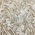 Unique Ivory White French Embroidery Tulle Lace Materials With Sequins 3D Floral Beads Lace Fabric for Bridal Wedding