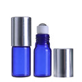 Bulk Sale 1ml 2ml 3ml 5ml Mini Small Vials Metal Stainless Steel Roller Cobalt Blue Roll on Glass Bottle with Silver Cap Lid