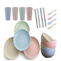 YOUNIS Factory Direct 20-Piece Eco-Friendly Wheat Straw Dinnerware Set Cups Chopsticks-Modern Design Multi-Color Business Gifts