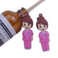 Custom Cartoon Nurse Style PVC Ampoule Opener Blister Breaker Tool Pink Color with Ball Chain
