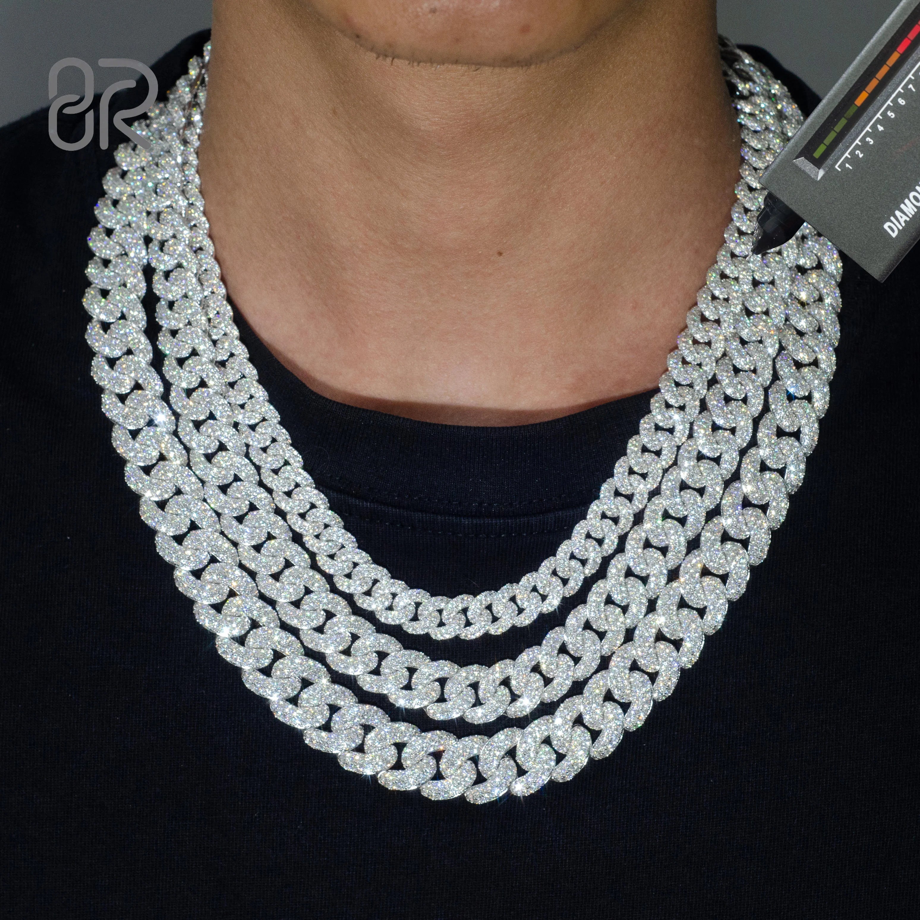 8mm 10mm 12mm 18" VVS Moissanite Iced Out Cuban Link Chain Necklace Factory Price Arc 925 Silver Hiphop Jewelry for Men Women
