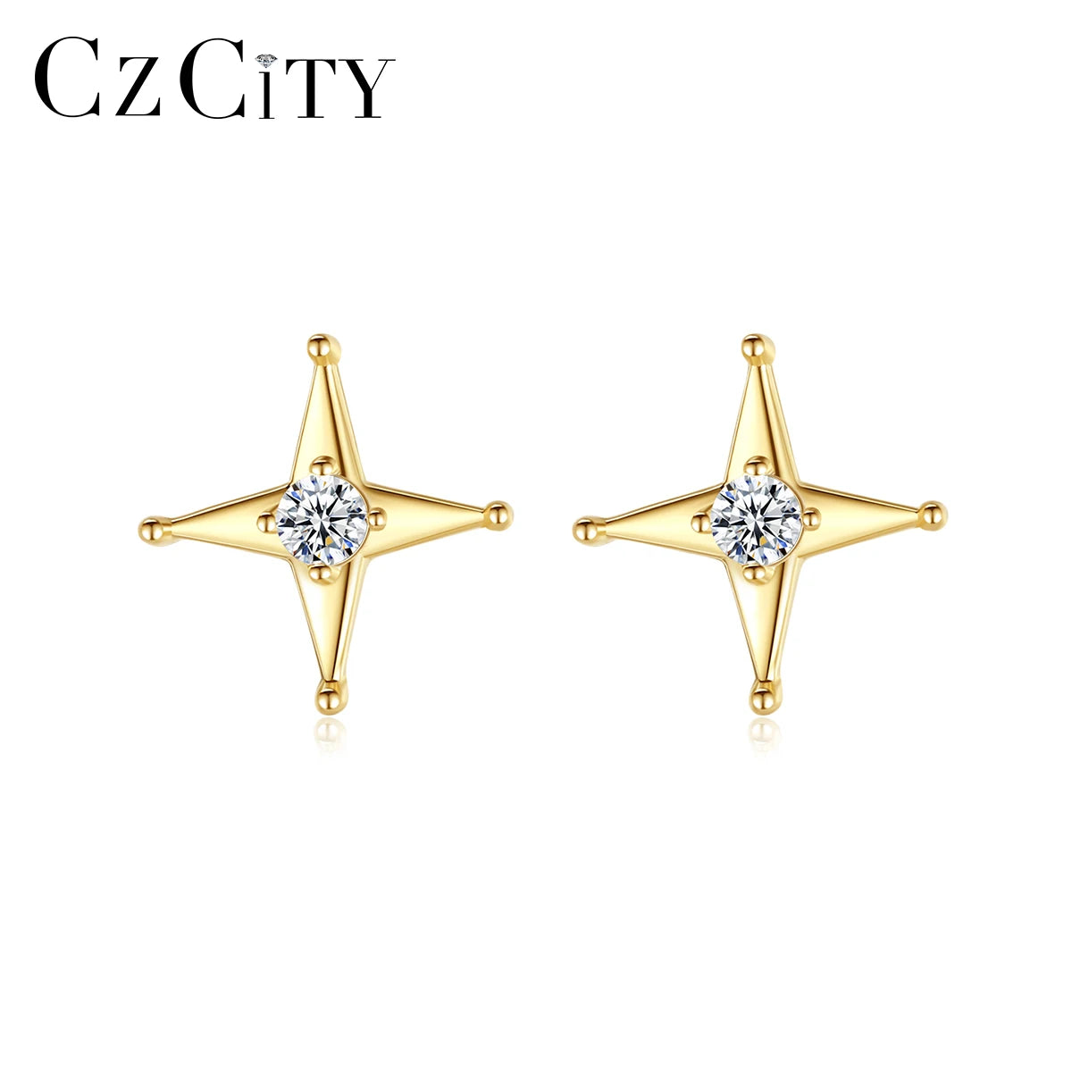 CZCITY Fashion Earrings Trend 2026 Sterling Silver 925 Silver Jewelry Ear Studs Cubic Zirconia Star Tiny Stud Earrings