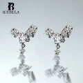 Wholesale 925 Sterling Silver Fine Jewelry Korean Unique Designer Shine Square Shape Inlaid Zircon Stud Earring for Girls