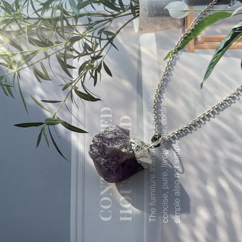 Hot Sale Natural Rough Stone Pendant Healing Raw Stone Crystal Pendant