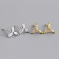 Wholesale Minimalist 925 Sterling Silver Flower Triangle Stud Earring Jewelry 18K Gold Plated Sterling Silver Stud Earrings for