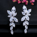 Hot Sale Zirconia CZ Crystal Dangle Drop Earring Shiny Leaf Shape Wedding Bridal Flower Leaves Earrings Jewellery for Women