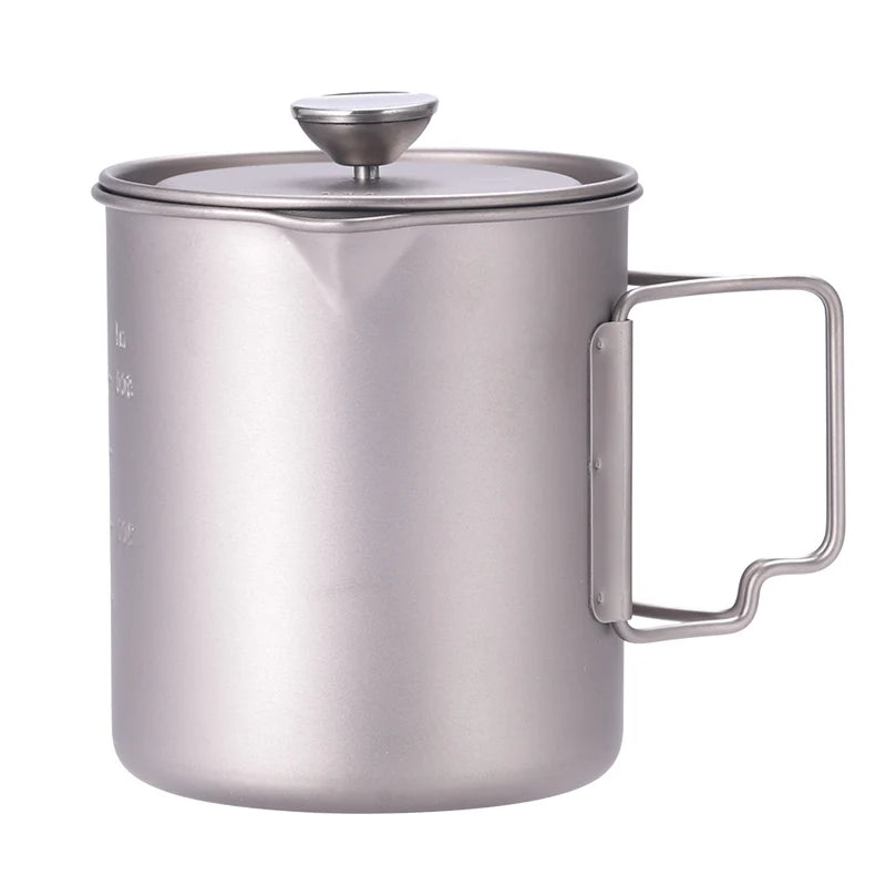 Camping Accessories 750ml Outdoor Camping Titanium Coffee Pot Titanium Pot with French Coffee Press