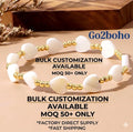 Go2boho Handmade Bohemian Peach Heart Bracelet Hawaii Beach Shell Stackable Summer Jewelry for Women for Party Gifts