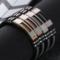 MECYLIFE Fashion Jewelry Silicone Bracelets Adjustable Stainless Steel Bracelet for Men