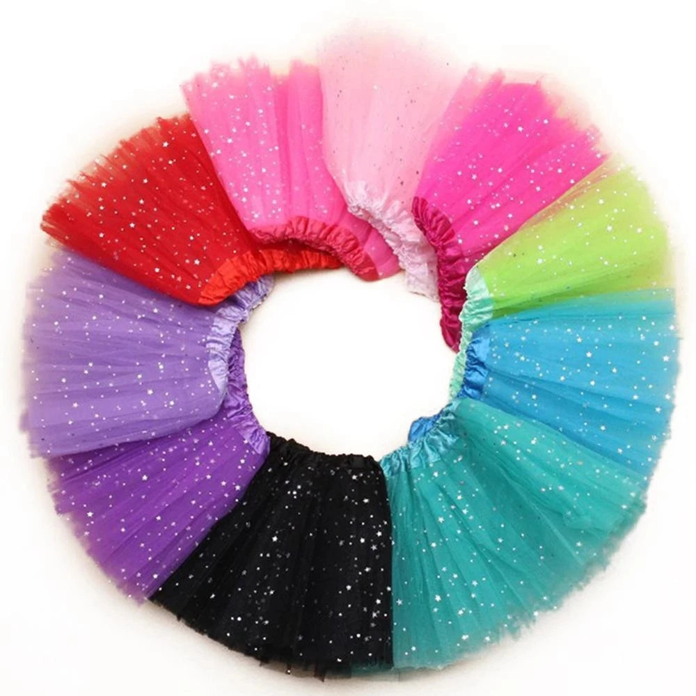 Drop Shipping Mini Fluffy Ballet Girl Kids Star Tutu Skirts Sequin Party Princess  Girl Tutu Skirt Dress for Party Performance