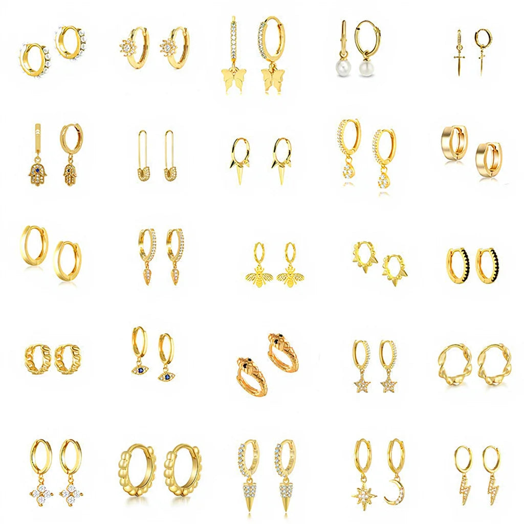Hot Selling Fashion S925 Sterling Silver Hoop Korean Jewelry Small Hoop Earrings 18k Gold Plated Zircon Water Drop Earring