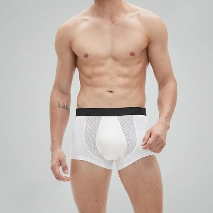 Hygieia Seamless Breathable Men's Boxer Briefs with Ergonomic Pouch Support Men Underwear Mesh Panel Trunk Male Panties