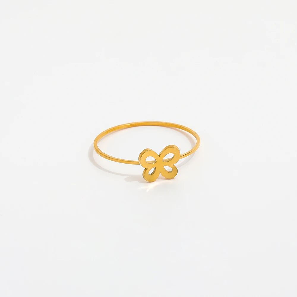 Joolim Jewelry 18K Gold Plated Stainless Steel Fine Butterfly Lines Rings for Women