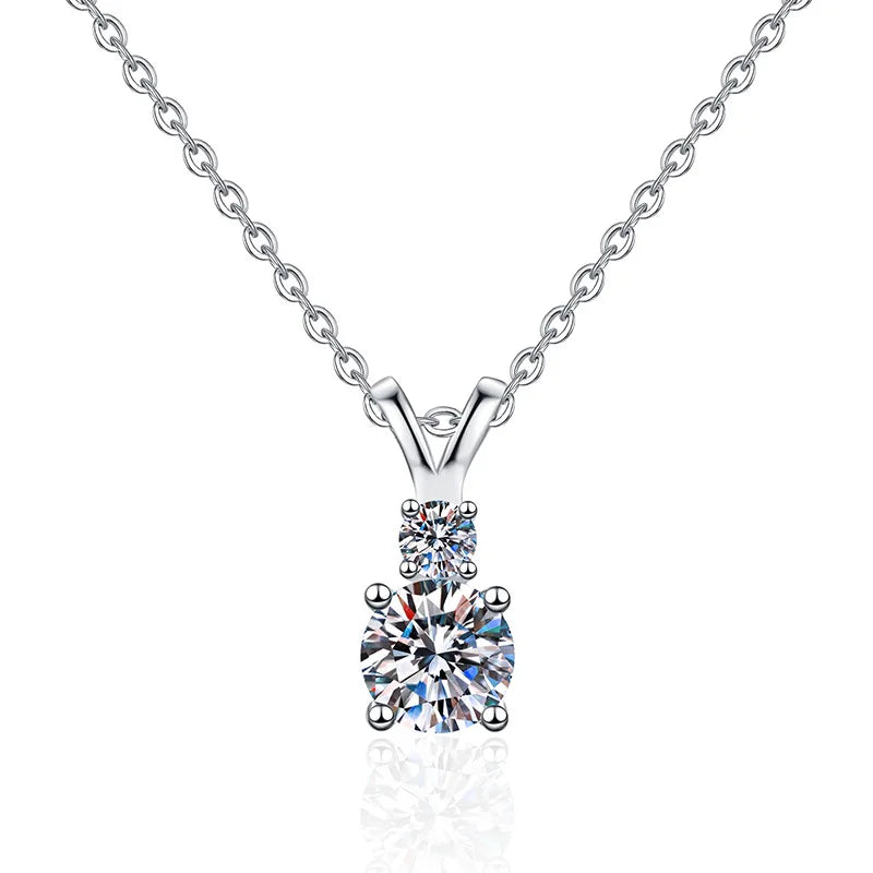Real D Color Four Stone Round Brilliant Cut 1Carat Moissanite 925 Sterling Silver Moissanite Necklace for Women
