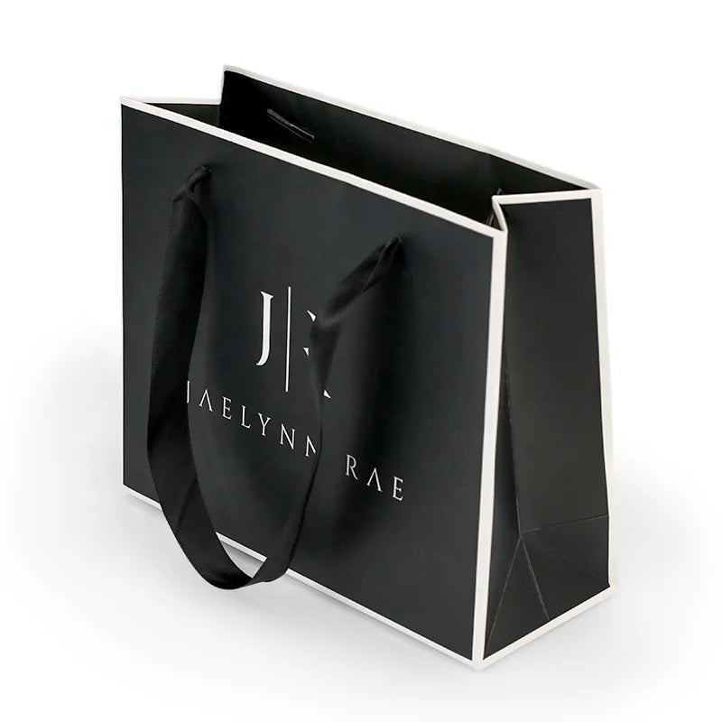 Wholesale Luxury Matte Black Gift Shopping Paper Bag with Logo for Shoes Custom Paper Gift Bag