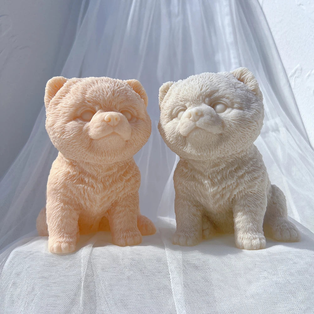 Pomeranian Dog Puppy Candle Mold Animal Puppies Soy Wax Silicone Mould Dog Lover Home Decor