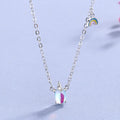 Silver Plated White Moonstone Unicorn Pendant Necklaces Luxury Women Fashion Jewelry Clavicle Chain Short Necklace