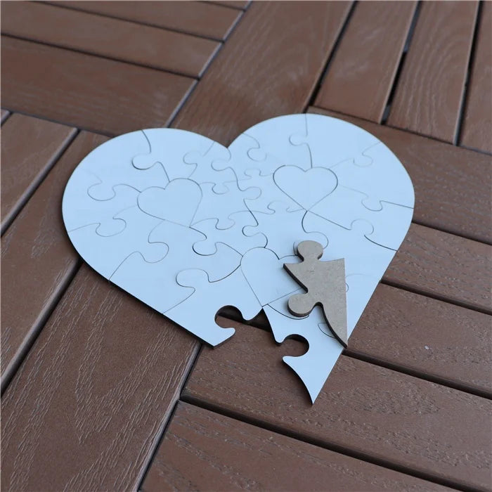 MDFSUB Heart Jigsaw 23-Piece Wood MDF Sublimation Puzzle Blank for Thank You Gifts