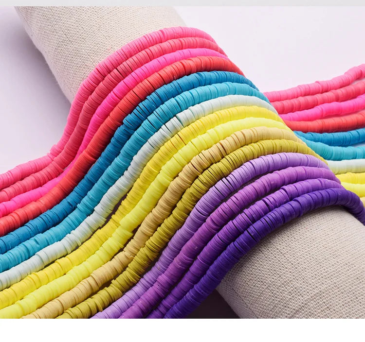 3mm Soft African Polymer Clay Vinyl Heishi BeadsMixed Colour Polymer Clay Disc Spacer Beads for Jewelry Making