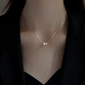 Tarnish Free Stainless Steel Box Chain Collarbone Necklace Jewelry Dainty Luxury Big Small Two Pearl Necklace for Women Girls