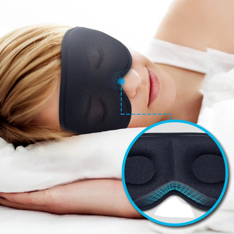 Upgraded 3D Contoured Cup 100% Blackout  Sleeping Eye Mask with Adjustable Strap