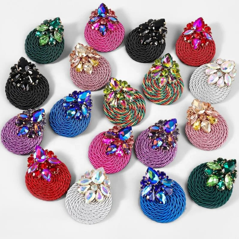 Kaimei 8 Colors 2022 Fashion Jewelry Women Fashion Korean Round Geometric Earring for Women Pendant Handmade Woven Drop Earrings