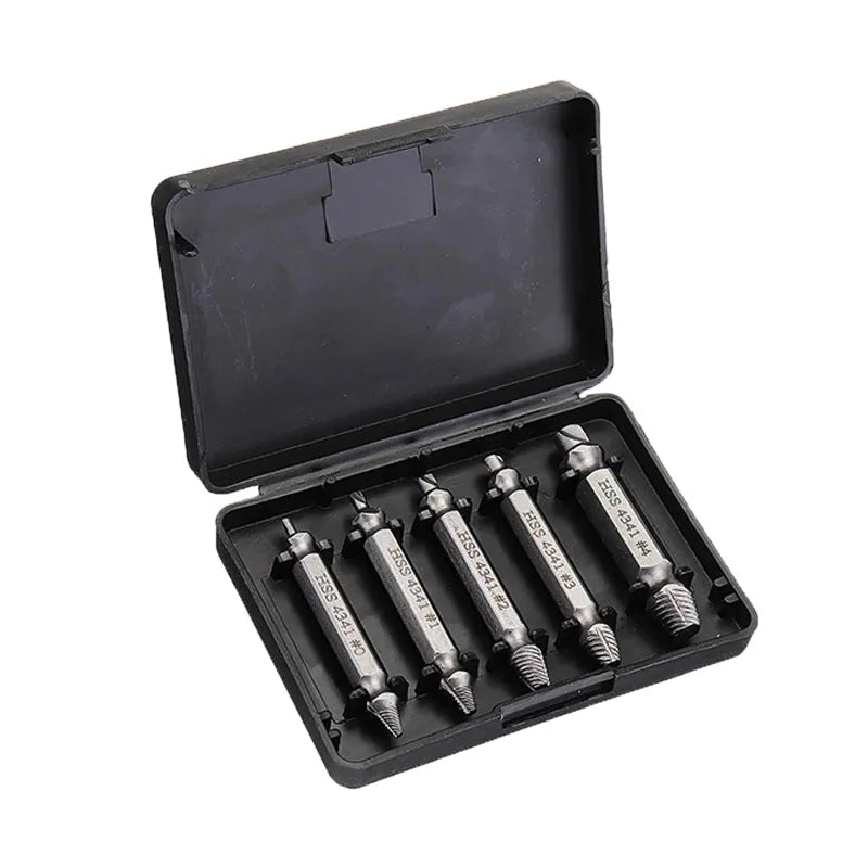 Simei No.78009 Industrial DIY Grade Chrome Plated 2-12mm Broken Bolt Extractor Set 5-Piece Plastic Box 3-Year Warranty OEM/ODM
