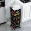 Rolling Rotating Vegetable Rack Floor Standing Iron Kitchen Storage Cart 2-5 Tier Mesh Fruit Organizer with Wheels for Corner