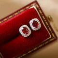 Aimgal Fine AU750 18K Gold Earrings | 0.4ct Natural Vivid Red Ruby & 0.1ct Diamond Studs | Stylish Engagement & Party Gifts
