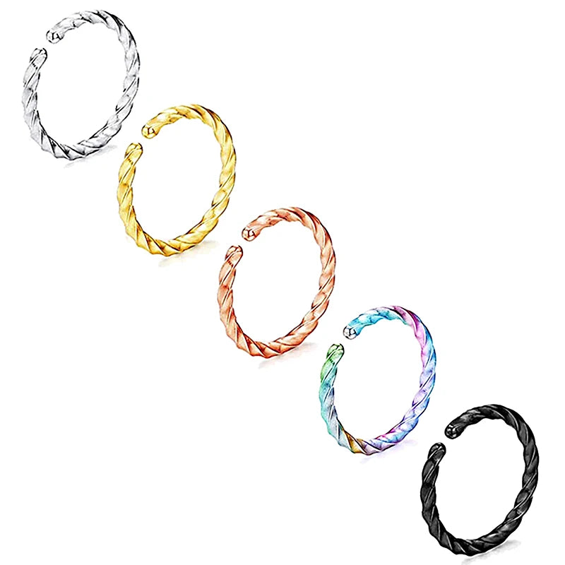 New Arrival Fashion Body Jewelry Hypoallergenic Stainless Steel Cartilage Ear Piercing Jewelry Gold Twisted Hoop Nose Ring